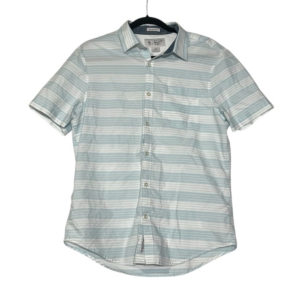 Penguin by Munsingwear Blue & White Striped Button Up Shirt Short Sleeve Size M - Picture 1 of 9